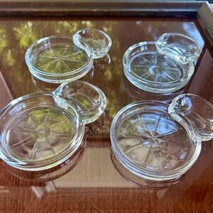 Vintage Fostoria Mademoiselle Clear Glass Coasters with Spoon Rest – Set of 4